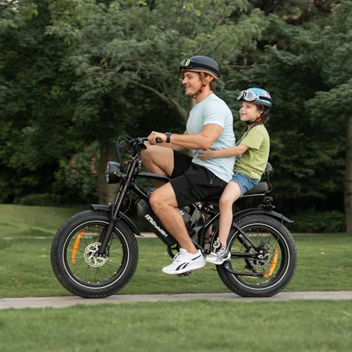 HAPPYRUN Electric Bike for Adults,2000W 48V38Ah Detachable Dual Battery Ebike for Adults 85+ Mile 36MPH Top Speed E Bike All Terrain 20″ Fat Tire Electric Dirt Bike G70