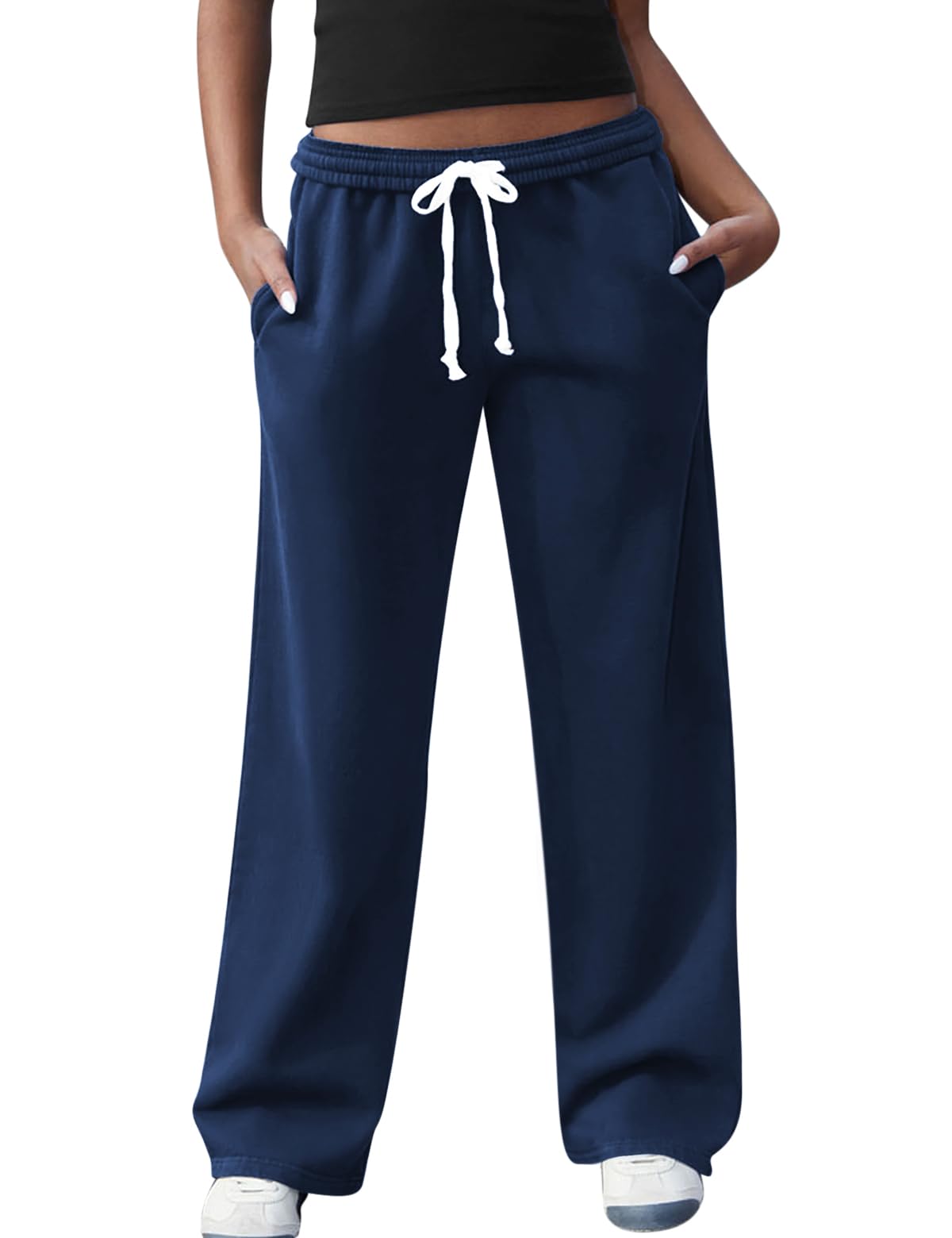 FACDIBY Women's Wide Leg Sweatpants High Waisted Baggy Interior Drawstring Sweatpants Straight Leg Sweat Pants