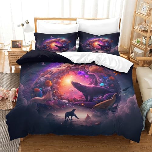 Housse de couette style violet avec fermeture à glissière fluide King - 3