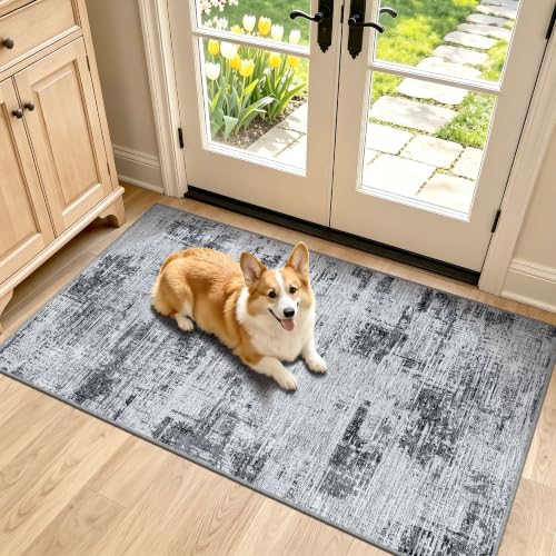 Entryway Runner Rug 2x4ft,Non Slip Carpet Runner, Dark Gray