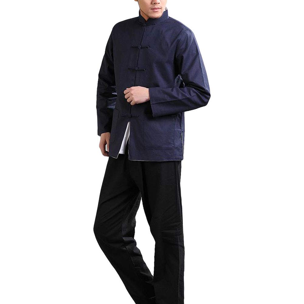 G-LIKE Kung Fu Herren Jacke - Traditionelle Chinesische Kampfkunst Tai Chi Qigong Wing Chun Shaolin Lange Ärmel Training Kleidung Doppelseitig Frühling Herbst Mantel Casual Look