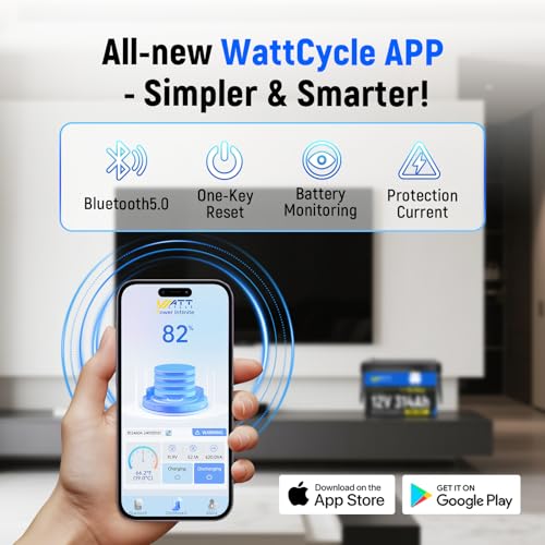 Image of WattCycle 12V 314Ah Mini LiFePO₄ Battery, Self-Heating 12V Lithium Battery with 200A BMS, Bluetooth App Monitoring, Compact Power for RV, Solar, Home Energy Storage, Solar, Off-Grid Use