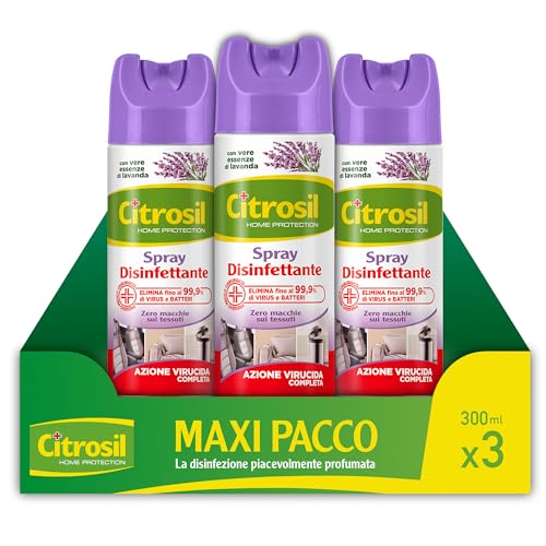 Citrosil Desinfectante en spray, acción virucida completa, elimina hasta el 99,9% de virus y bacterias, esencia de lavanda, 300 ml x 3 paquetes