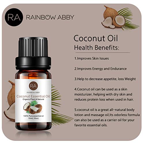 2 Bottles Coconut Essential Oil Single 100% Pure Aromatherapy Essential Oils For Diffuser, Humidifier, Massage, Spa, Candles, Soaps, Perfume - 2 X 10Ml #TOP1