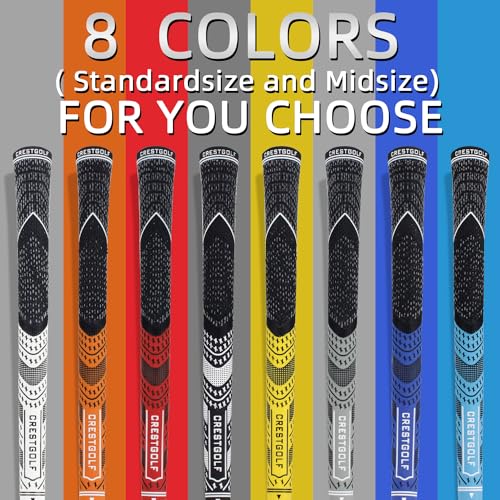 Crestgolf Aktualisierte Multi-Compound-Golfgriffe für Golfschläger, Set mit 13 Stück, mehr rutschfest, ökologische Baumwollgarn-Faden-Technologie (weiß, mittelgroß)