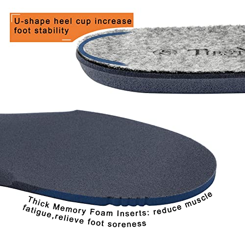 Image of TIESTRA Merino Wool Insoles for Men Fur Fleece Shoes Inserts Memory Foam Cushion Comfort Warm Sheepskin Insoles for Winter Snow Boots Slippers Grey 43EU,US10