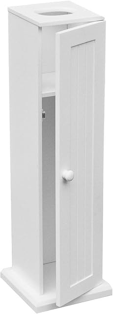 Premier Housewares 1600950 Toilet Roll Holders / Storage White Wood / Stand For 5 Rolls 20 x 20 x 65