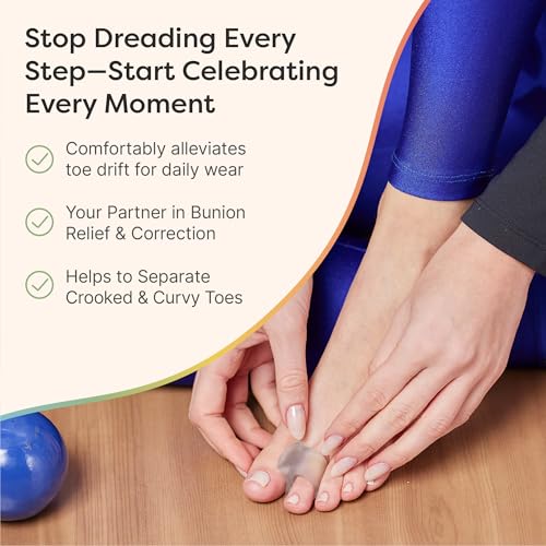 zentoes gel toe separators for overlapping toes bunions big toe alignment corrector and spacer - 4 pack firm frosted clear