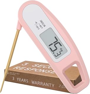 Lavatools Javelin® Ultra-Fast 3-Second Digital Instant Read Meat Thermometer for Grill and Cooking, 2.75" Probe, Compact Foldable Design, Large Display, IP65 Water Resistant, NSF Certified – Rhubarb