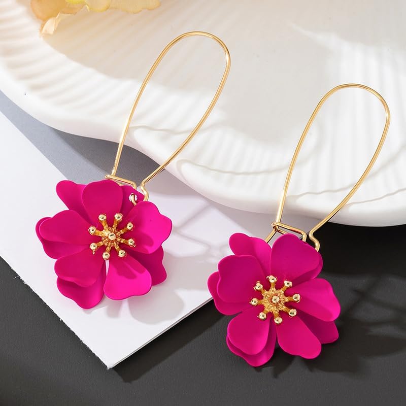 WCRAZYE Bohemian Daisy Flower Earrings Necklace Sets for Women Unique Trendy Boho Matte 3D Gold Flower Floral Petal Statement Earring Wedding Jewelry - Image 6