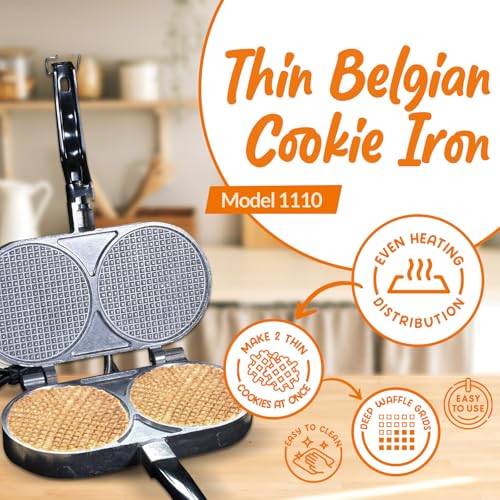 C Palmer Thin Belgian Cookie Iron, Model 1110, Made in the USA