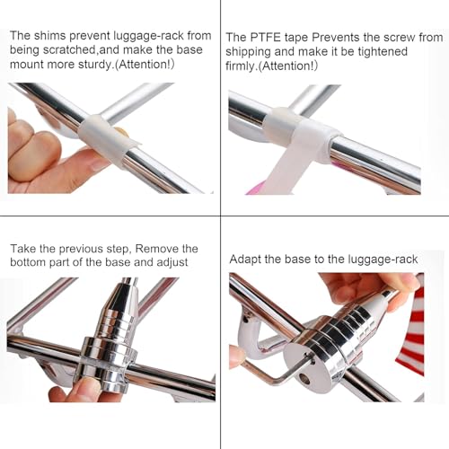 Image of Motorcycle Adjustable Flagpole Mount Outdoor Weather Resistant Flag Pole Holder Fit for 1 /2'' Luggage Racks for Harley Goldwing CB VTX CBR Yamaha Garden（Silver）