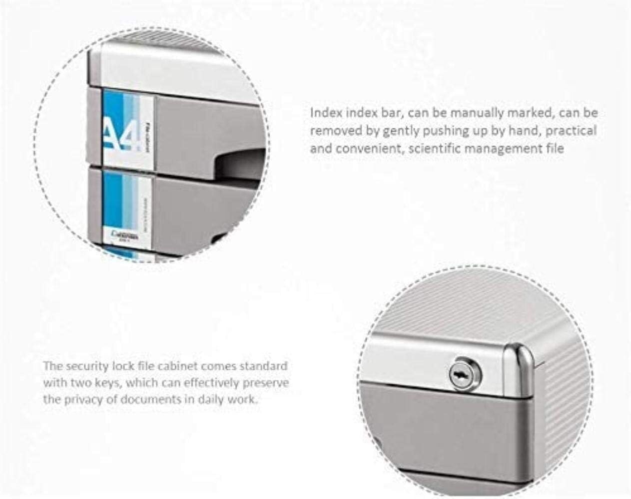 File Cabinet with Lock and Drawer Chest 3 Drawer Silver Desktop File Storage Cabinet Home Office Furniture Bookcase