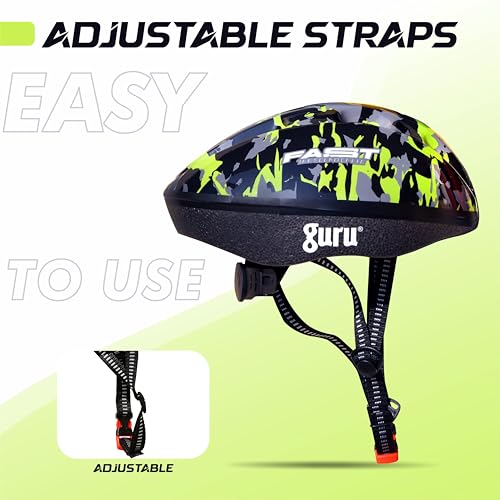 Image of GURU Cycling Helmet, Light Weight with Superior Ventilation, Helmet for Mountain, Road Bike & Skating Helmet with Premium Black EPS Foam Lining, Ideal for Adults and Kids