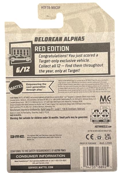 Image of Hot Wheels Car Ages 3 and Up (Delorean Alphas)