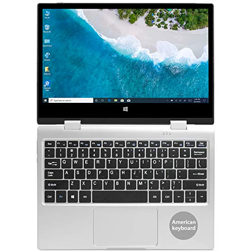 iProda Laptop 2 em 1, laptop conversível com tela sensível ao toque Windows 10 Pro de 11,6 polegadas