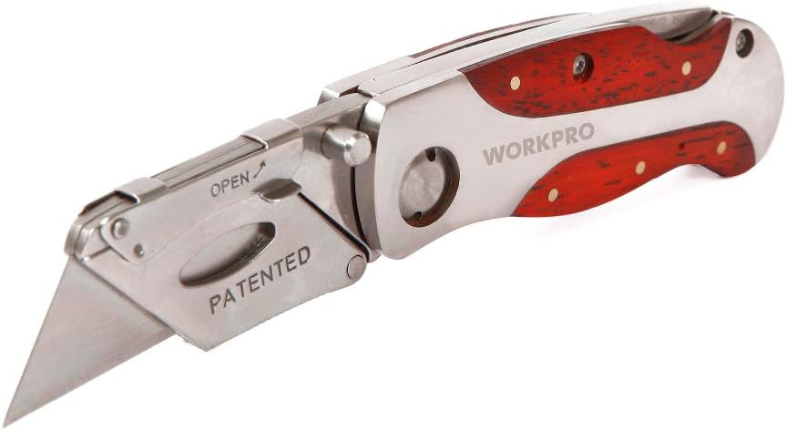 WORKPRO 折りたたみ式 万能ナイフ アウトドア キャンプ ナイフ 多機能 ヘビーデューティー ナイフ パイプ カッター ステン