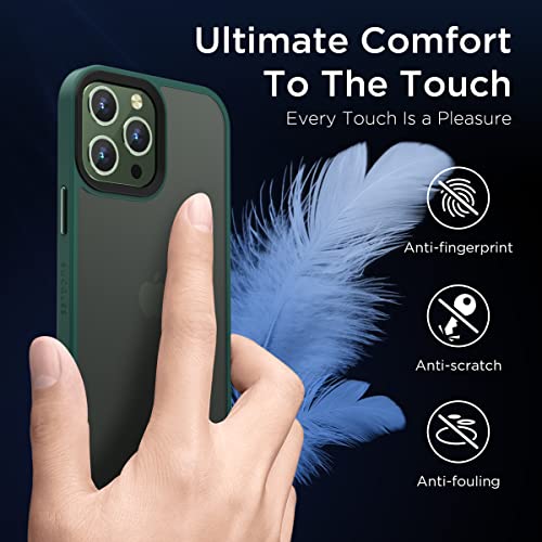 Sucgles For Iphone 13 Pro Max Case, [Sleek Premium Touch] [Military Grade Protection] Slim Thin Translucent Matte Bumper Shockproof Phone Cover For Apple (Iphone 13Pro Max, Frosted Green) #TOP3