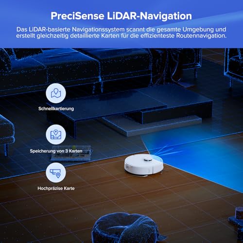 roborock Q7 L5+ Saugroboter mit Wischfunktion, Automatischer Staubentleerung, Dual Anti-Tangle System, 8.000 Pa Saugkraft, LiDAR-Navigation,Wischroboter für Teppich, Tierhaare, APP Steuerung, Weiß 6