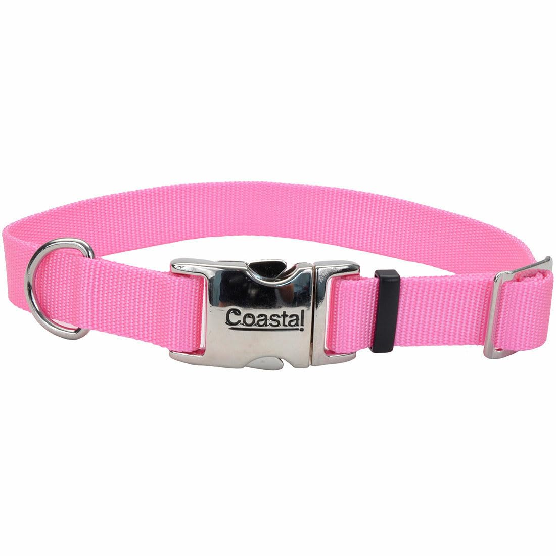 Coastal Pet Adjustable Dog Collar with Metal Buckle - Comfortable Fade-Resistant Dog Collar with Snap Lock - Perfect for Walking & Tie Outs -Pink