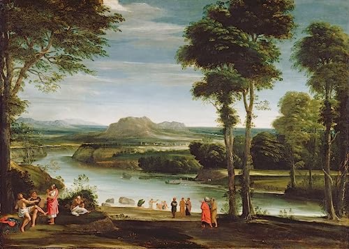 Toile affiche de arts paysage avec baptême par Domenichino 60x90cm poster