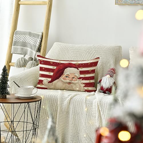 Avoin Colorlife PILLOWCOVER-CHRISTMAS-3050-094RE Red Santa Claus Stripes Red Throw Pillow Cover thumb #3