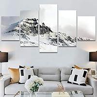 SIGNWIN 5 Panel Canvas Wall Art Monochromatic Mountains for Home Decorations Ready to Hang - 60