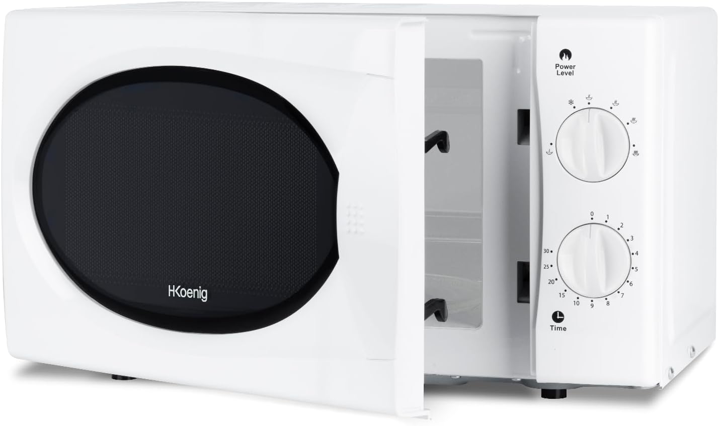 H.Koenig VIO6 Forno Microonde, 20L, 5 livelli di cottura, Diametro piatto 24.5cm, 700W, Bianco