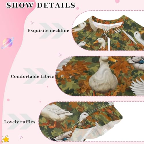 Autumn Ducks Flying Leaves Girls Rash Guard Swimsuits Long Sleeve One Pieces Bathing Suit UPF 50+ Zipper Swimwear4