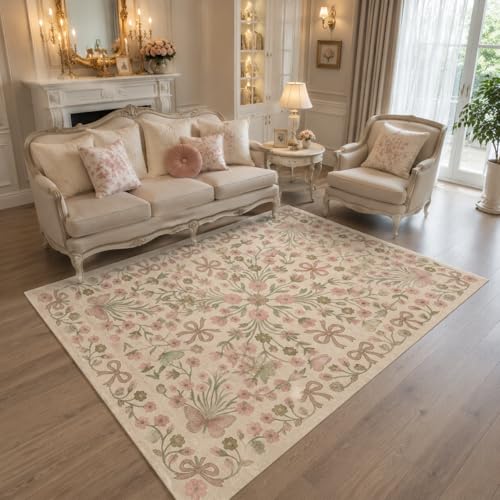 Tapete decorativo Beige 5x7 pies Boho miniatura 2