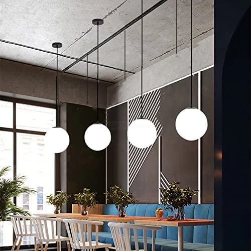 Image of Milky White Glass Globe Hanging Light for Ceiling, 6 Inch Modern Round Ball Pendant Chandelier Lamp for,(Bulb not Included) Pack of 2