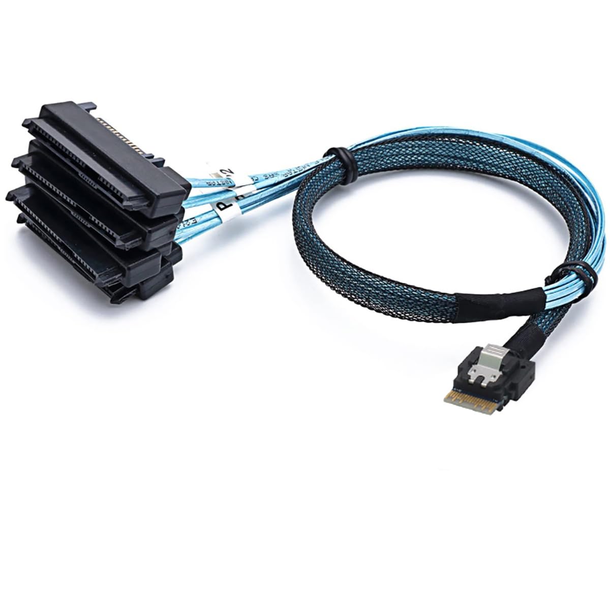 Câble PCIe Slimline SAS 4.0 38 broches SFF-8654 4i vers SAS SFF-8482 2 en 1 avec alimentation SATA, faisceau de fils de cuivre haute vitesse 30 AWG 24 G (1 m)
