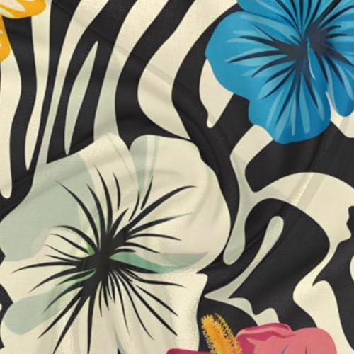 Tropical Flower Zebra Silk Feeling Scarf Head Scarf for Women 23.6 x 23.6 Inch Neckerchief Lightweight Square Scarves Bandana Hair Wrap for Sleeping3