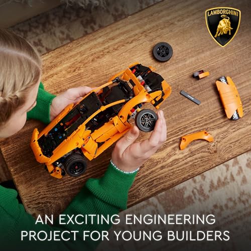 Image of LEGO Technic Lamborghini Huracan Tecnica Orange Toy Cars - Building Toys for Kids, Boys & Girls, Ages 9+ - Lamborghini Toy Car W / V10 Engine & Steering - Gift Ideas for Birthdays - 42196