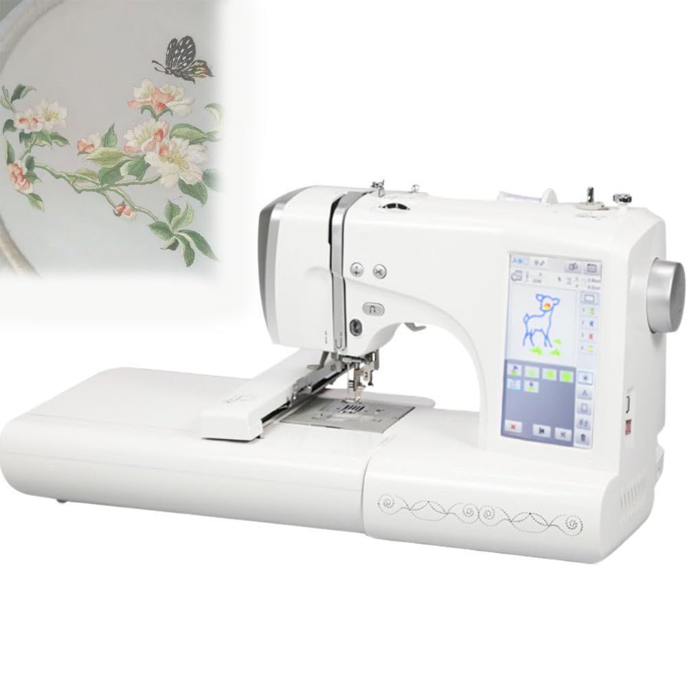 Pequeño Bordado Máquina,Máquina De Bordar Computarizada,Función De Acolchado,Pantalla Táctil LCD,Puerto USB,para Coser Y Crear Fácilmente,para Decoración Hogar
