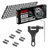 DYC 420 Motorcycle Chain 132 Links for 50 70 90 110 125 196 212cc Coleman SSR TaoTao Coolster Apollo Baja Kazuma Chinese ATV, 420 Chain for Mini Bike Dirt Bike Go Kart with Chain Breaker Tool