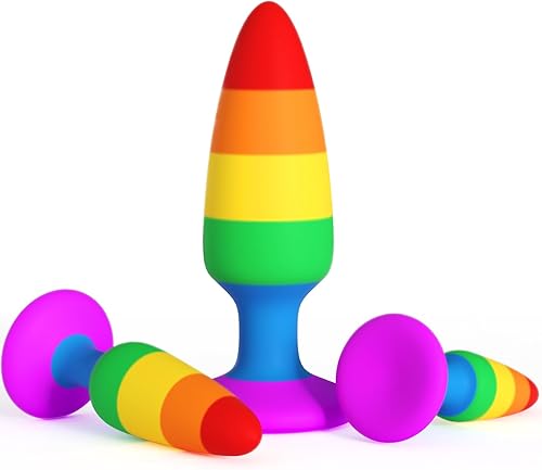 Kit de entrenamiento de tapón anal, juego de tapones de silicona arcoíris para mujeres, parejas, adultos, juguetes sexuales para hombres, 3 piezas