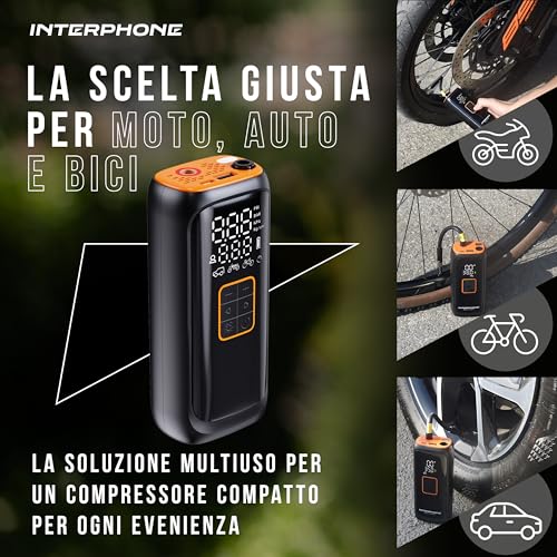 Compresor portátil Interphone con pantalla de presión digital y batería de alta duración 6