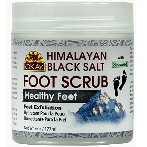 OKAY Himalayan Black Salt with Seaweed Foot Scrub, 6 Ounce