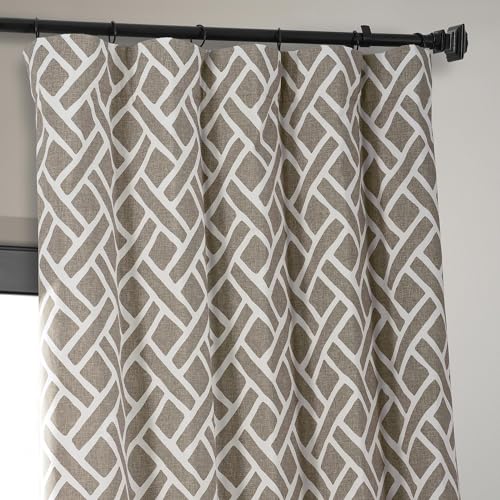 Image of HPD Half Price Drapes Modern Geometric Printed Curtains 96 Inches Long Luxury Cotton Curtains (1 Panel) Room Darkening Curtains for Bedroom & Living Room, 50W x 96L, Crosshatch Geometrical Taupe