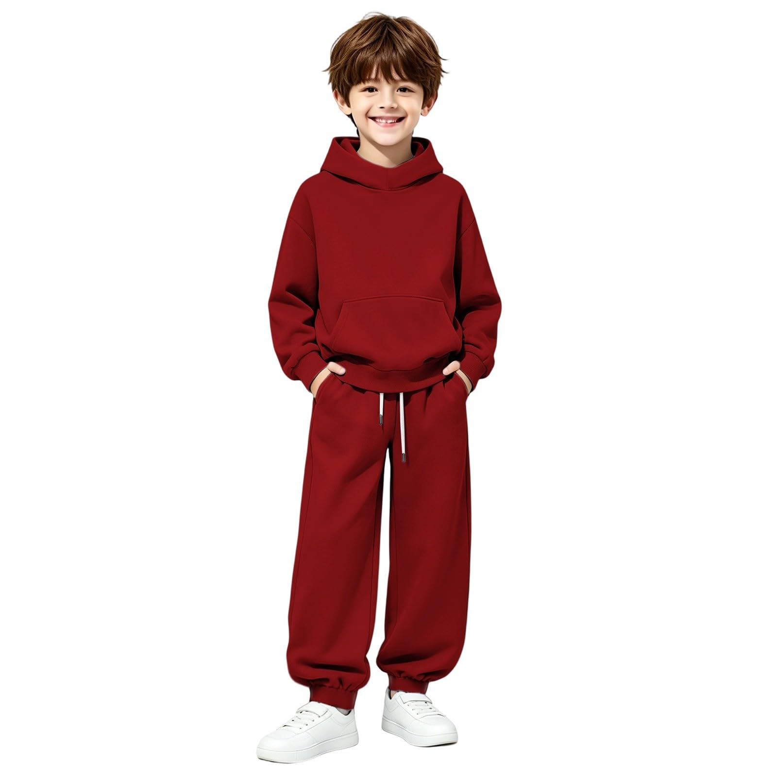 WINWUQB - Tuta da jogging da ragazza con cappuccio | Accogliente Scuola Sport 2 Pezzi Maglione Pantaloni Vacanza Autunno Inverno Casual Traspirante Bambini Tuta