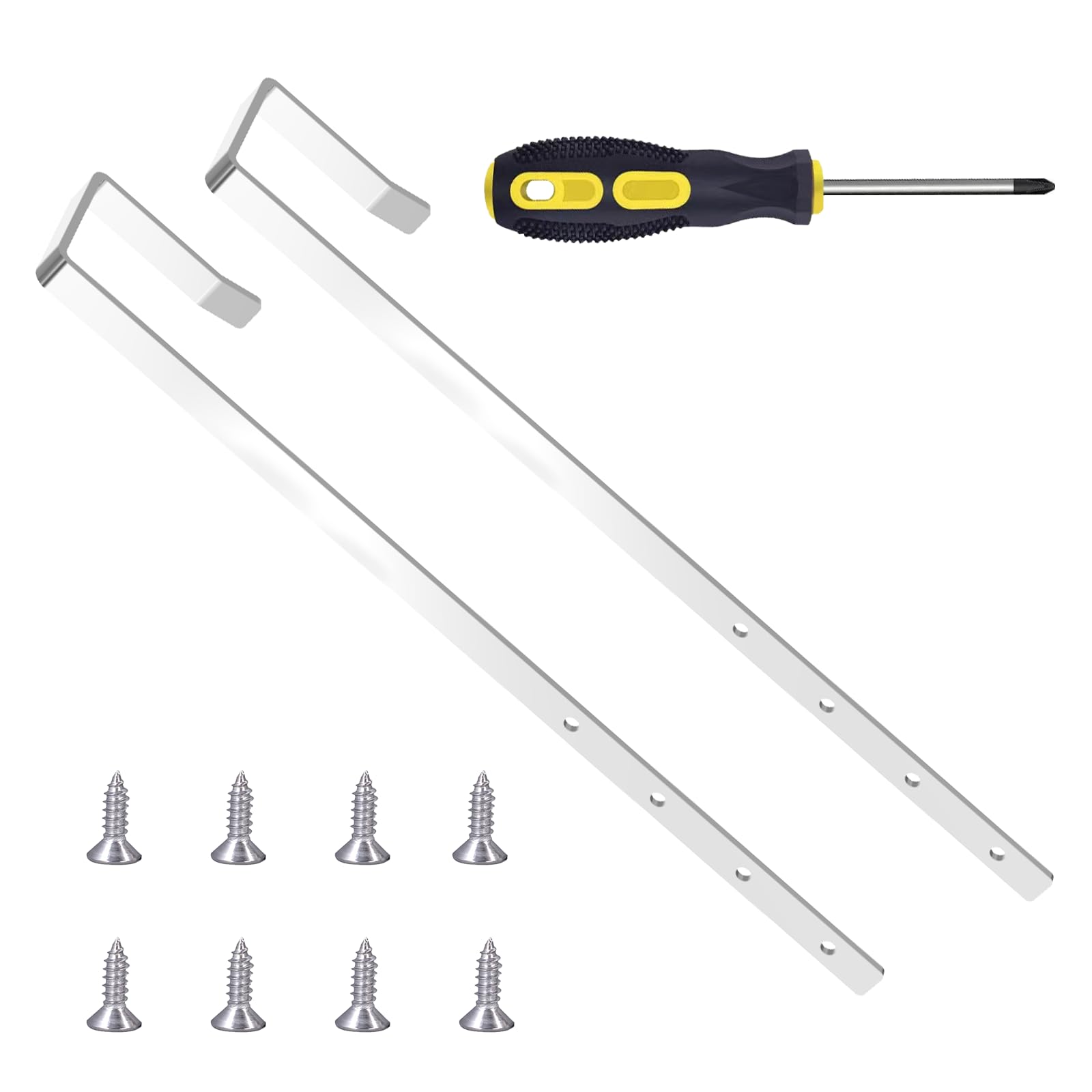 Heavy Duty Door Mirror Hook 4-Level Adjustable Door Mirror Hook Set Protective Lining 2-Piecesilver Mirror Hook Bracket Set Comes with Metal Phillips Screwdriver + Sticker Door Depth 1.9 Inch (silver)