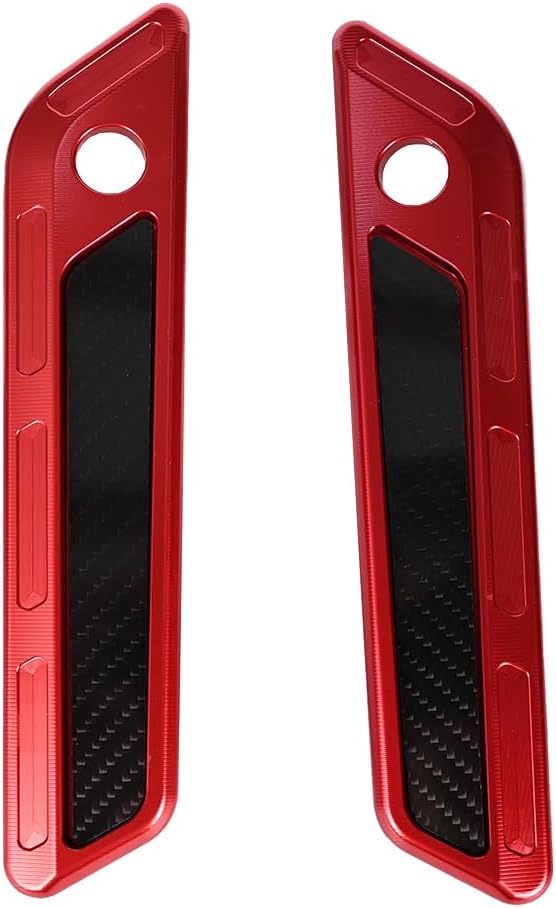 Aluminum Saddlebag Hinge Latch Covers with Carbon Fiber reflector For Harley Touring Road Street Glide Ultra Limited Tri Glide 14-23 Road King Special 17-24 (Red)