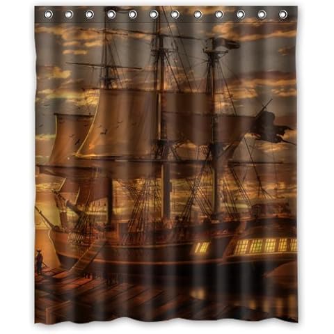 DAMEILIN Custom Waterproof Bathroom Assassins Creed Ship Shower Curtain Polyester Fabric Shower Curtain Size 60 X 72 Cover