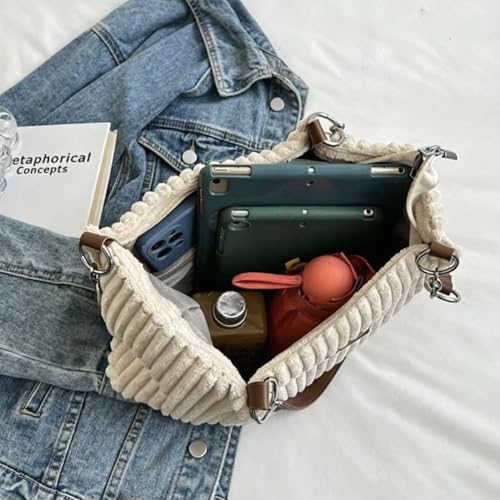 Bolso Tote grande de pana a rayas para mujer miniatura 3