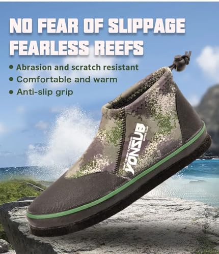 WYYHAA Self-Lock Rock Fishing Shoes, 3MM Neoprene Camouflage Hunting Fishing Boots Anti-Slip Steel Nail Felt Sole for Men Women2