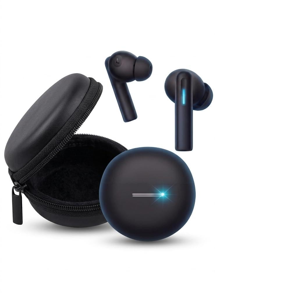 Wireless Bluetooth Earbuds with Charging Case & Protective Pouch | Earphones with Deep Bass, Touch Control, HD Calling, Noise Isolation & Long Battery Backup for Android/iPhone-image-31