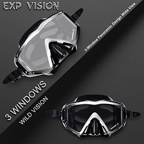 EXP VISION Set de Snorkel con Máscara de Snorkel Dry Top Anti-Fugas para Mujeres y Hombres, Máscara de Buceo con Vista Panorámica de 180° y Lentes de Vidrio Templado Antivaho miniatura 6