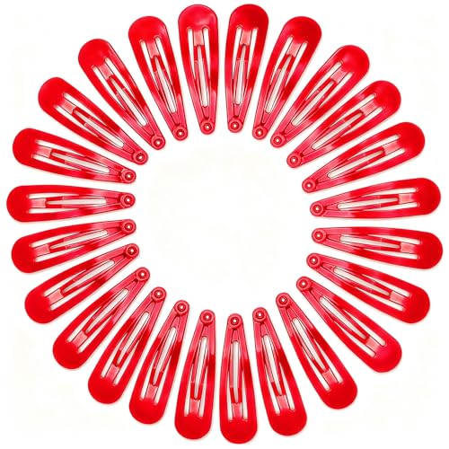 YISCOKO Hair Clips for Girls Women 2 Inch Snap Hair Clips Snap Clips Kids Barrettes Girls Hair Accessories Red School Hair Accessories(24 PCS Red)