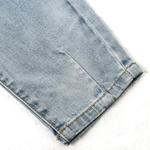 KIDSCOOL SPACE Baby Girl Boy Jeans,Soft Ripped Denim Elastic Band Inside Pants3